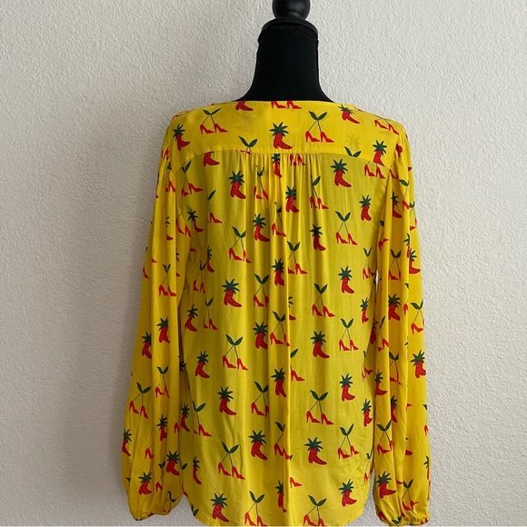 NWT Anthropologie Kendra Dandy Dreamer Buttondown Top Yellow Strawberry - Picture 9 of 11